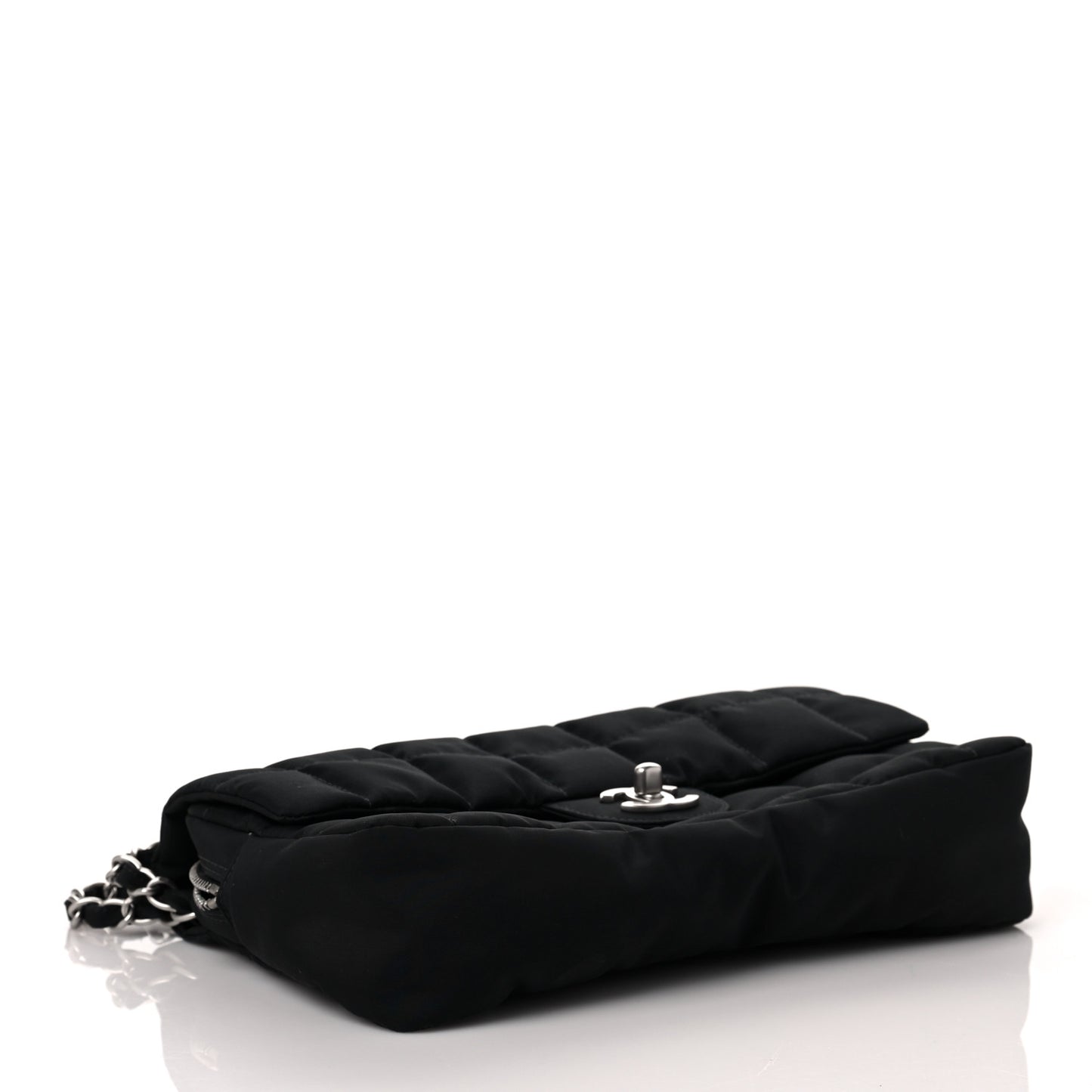 Nylon Square Quilted Flap Black