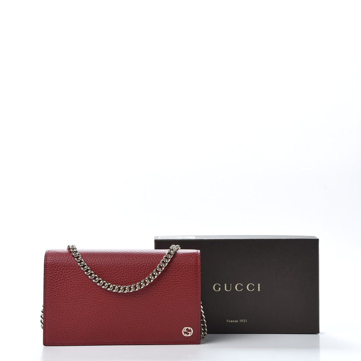 Dollar Calfskin Medium Betty Chain Wallet Red