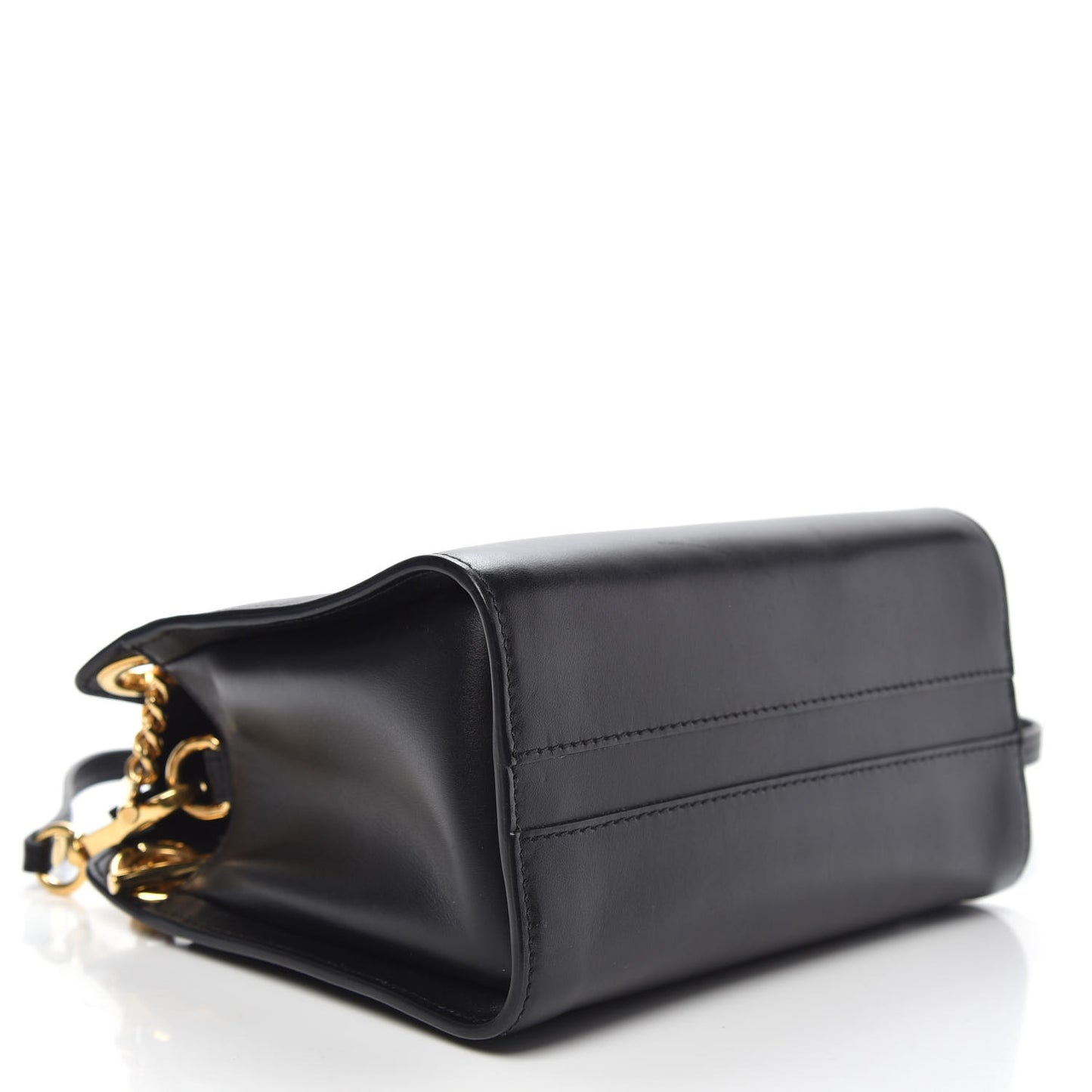 Shiny Calfskin Mini Annie Shoulder Bag Black