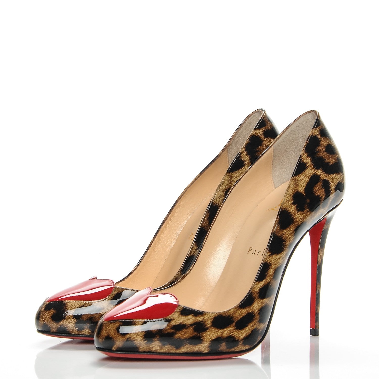 Christian Louboutin Patent Leopard Doracora 100 Pumps 39 Brown Red 3 of 10