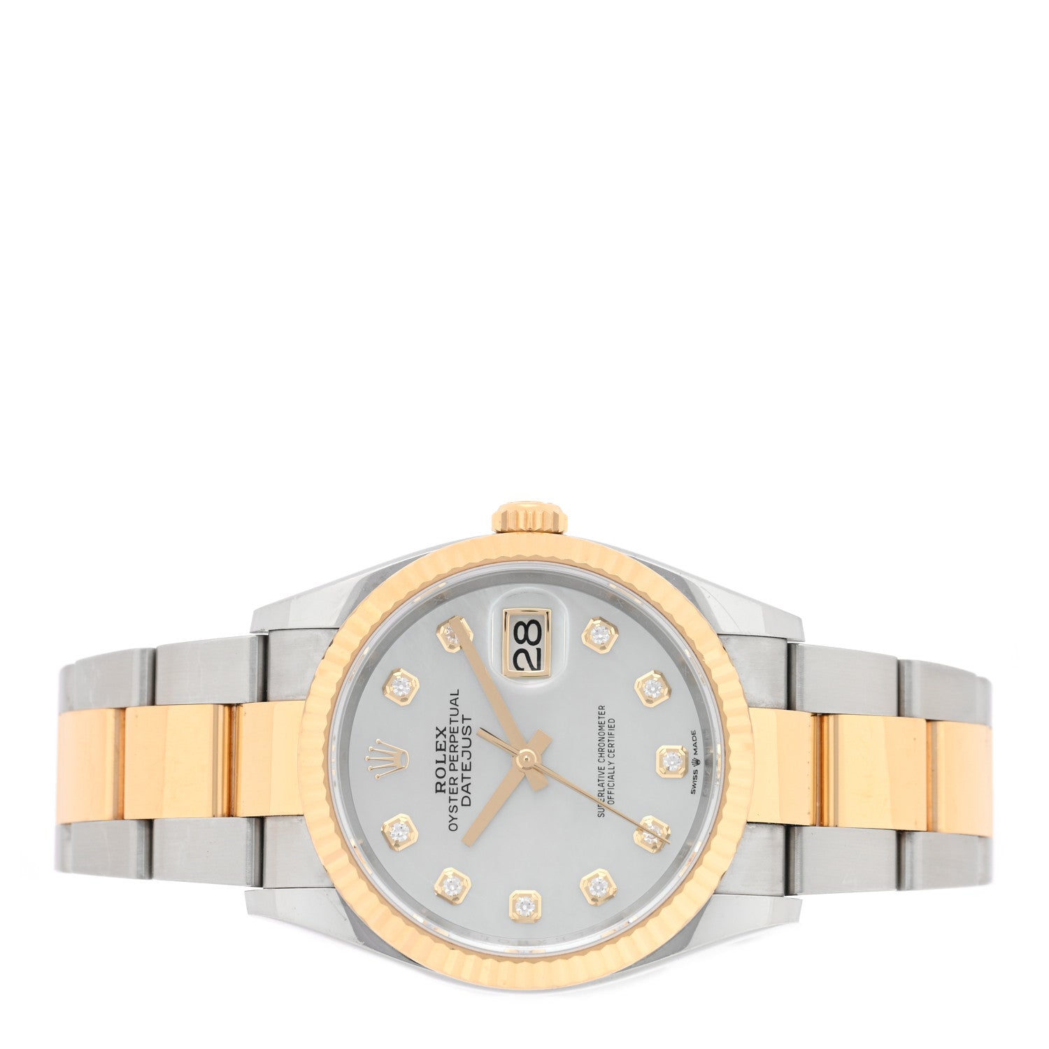 Rolex Stainless Steel 18K Yellow Gold Diamond Mother of Pearl 36mm Oyster Perpetual Datejust Watch 126233 2 of 5