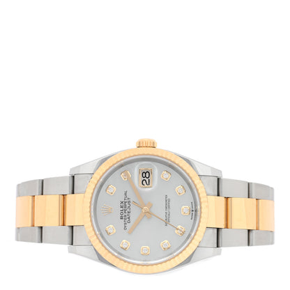 Rolex Stainless Steel 18K Yellow Gold Diamond Mother of Pearl 36mm Oyster Perpetual Datejust Watch 126233 2 of 5