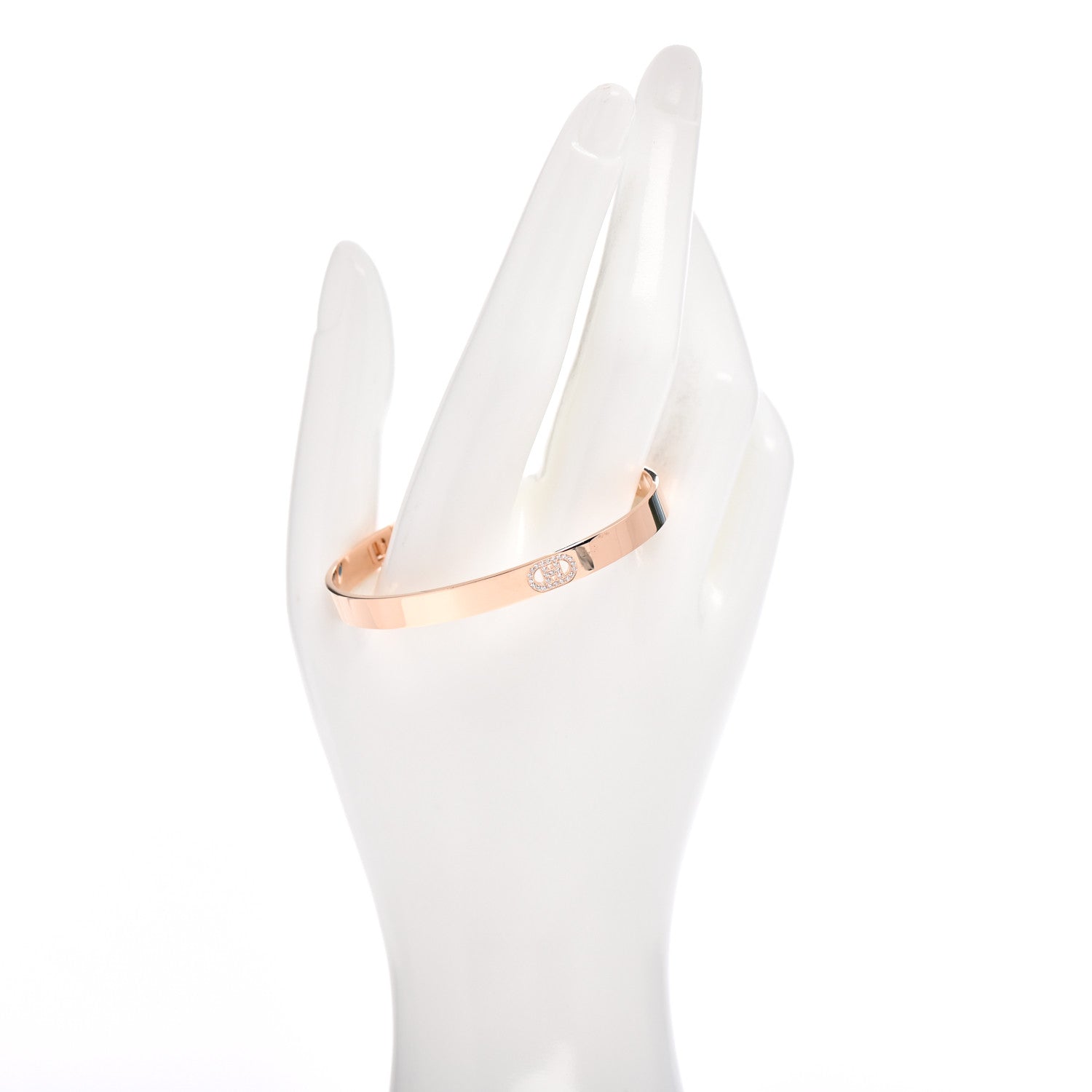 Hermes 18K Rose Gold Diamond PM H D'Ancre Bracelet SH 2 of 4
