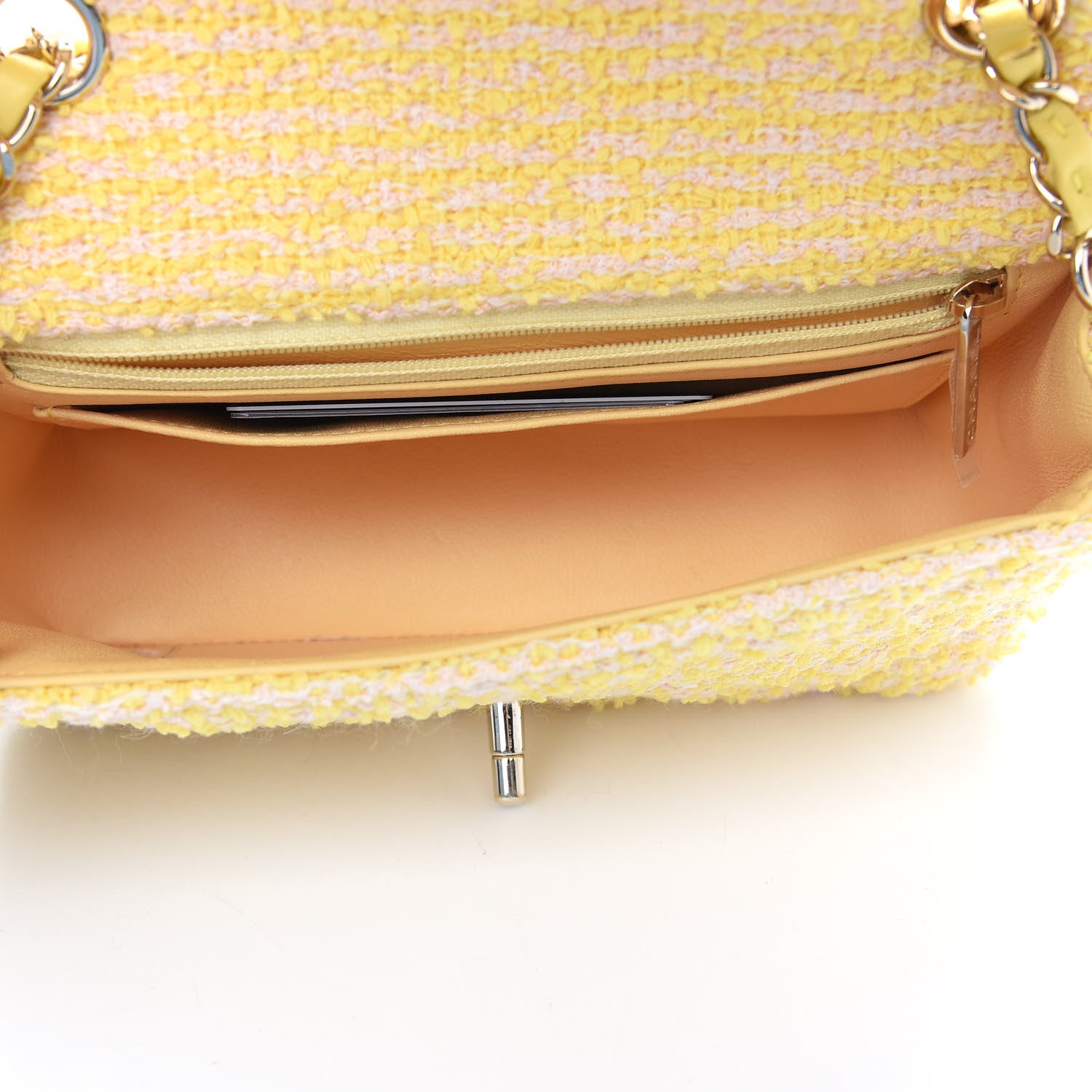 Chanel Tweed Quilted Mini Rectangular Flap Yellow Pink 5 of 11