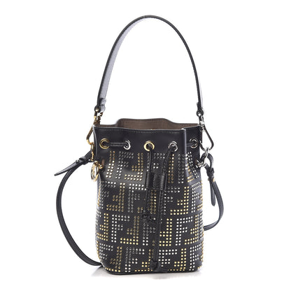 Fendi Vitello Liberty F is Fendi FF Studded Mini Mon Tresor Bucket Bag Black 1 of 9