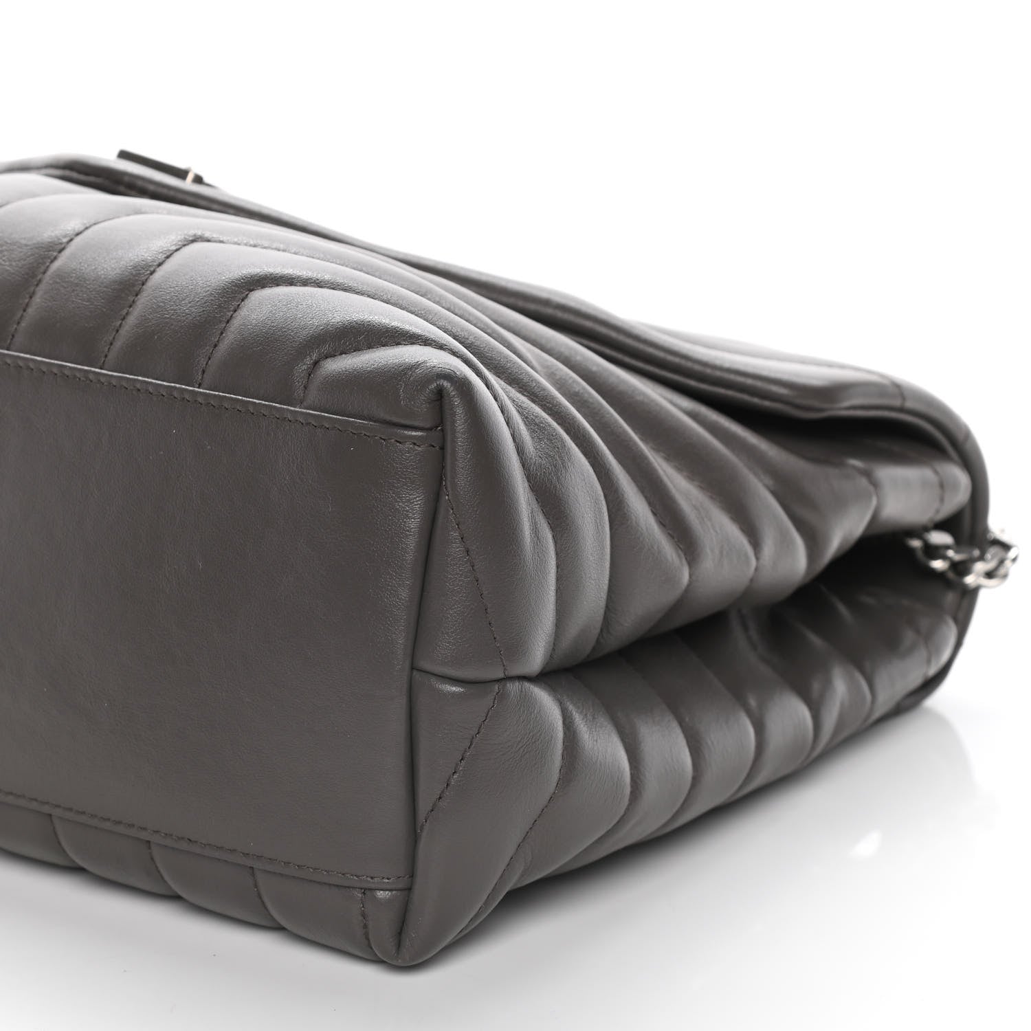 Saint Laurent Calfskin Y Quilted Monogram Medium Loulou Chain Satchel Earth 7 of 17