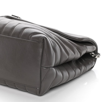 Saint Laurent Calfskin Y Quilted Monogram Medium Loulou Chain Satchel Earth 7 of 17