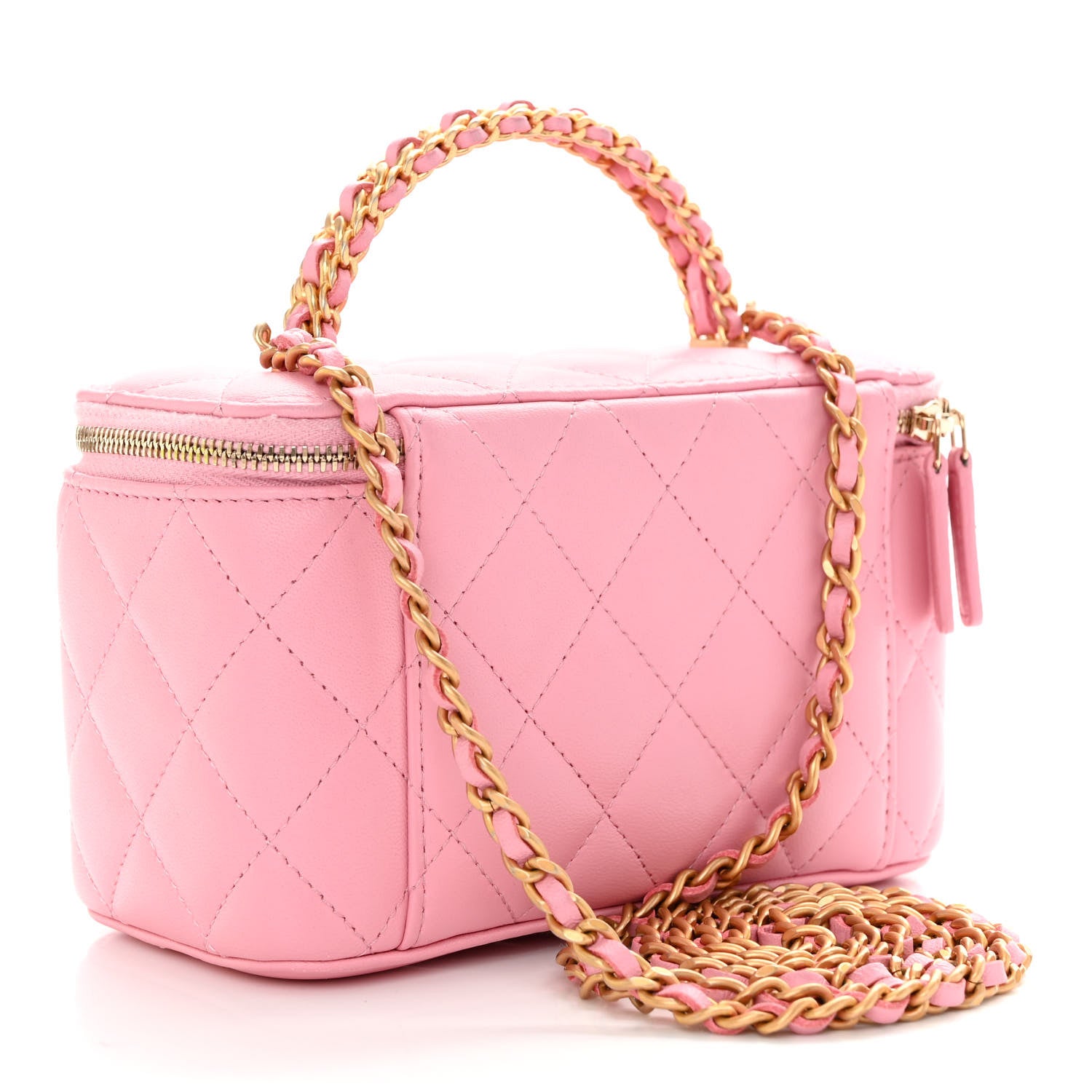 Chanel Lambskin Quilted Pick Me Up Vanity Case Pink 3 of 12