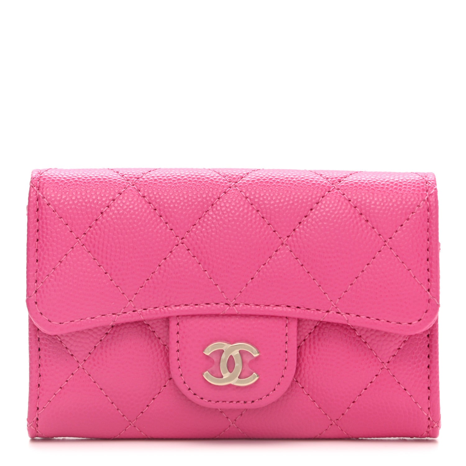 Chanel Caviar Quilted Flap Card Holder Wallet Pink 1 of 8