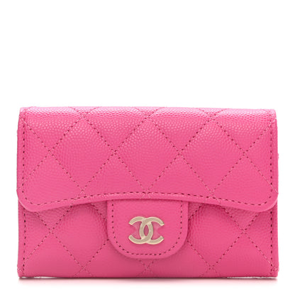Chanel Caviar Quilted Flap Card Holder Wallet Pink 1 of 8