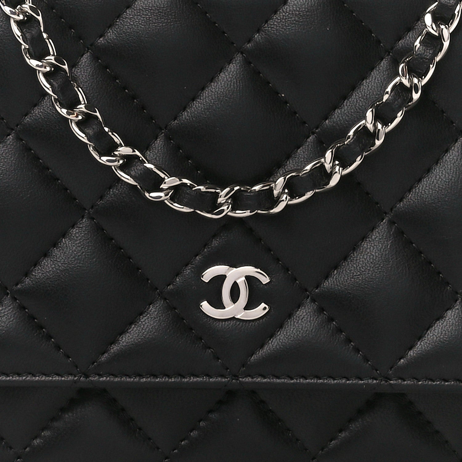 Chanel Lambskin Quilted Wallet On Chain WOC Black 9 of 13