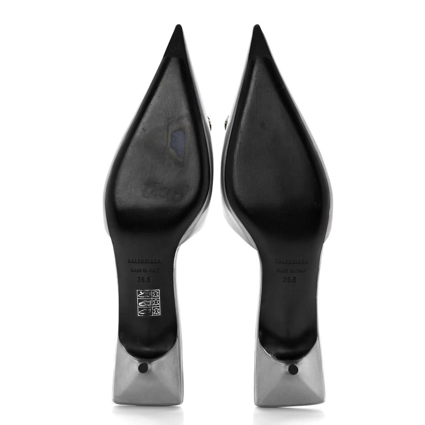 Metallic Nappa BB Square Knife Pointed Toe 40mm Mules 39.5 Silver