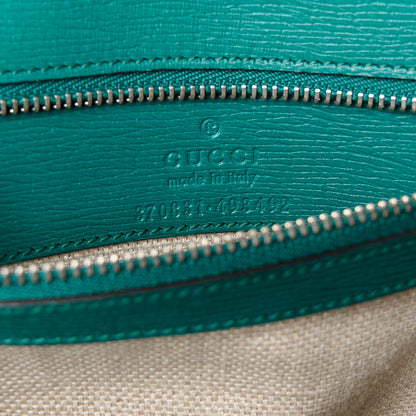 Gucci Shangai Calfskin Blooms Print Small Bamboo Daily Top Handle Bag Clear Bright Emerald Multicolor 6 of 9
