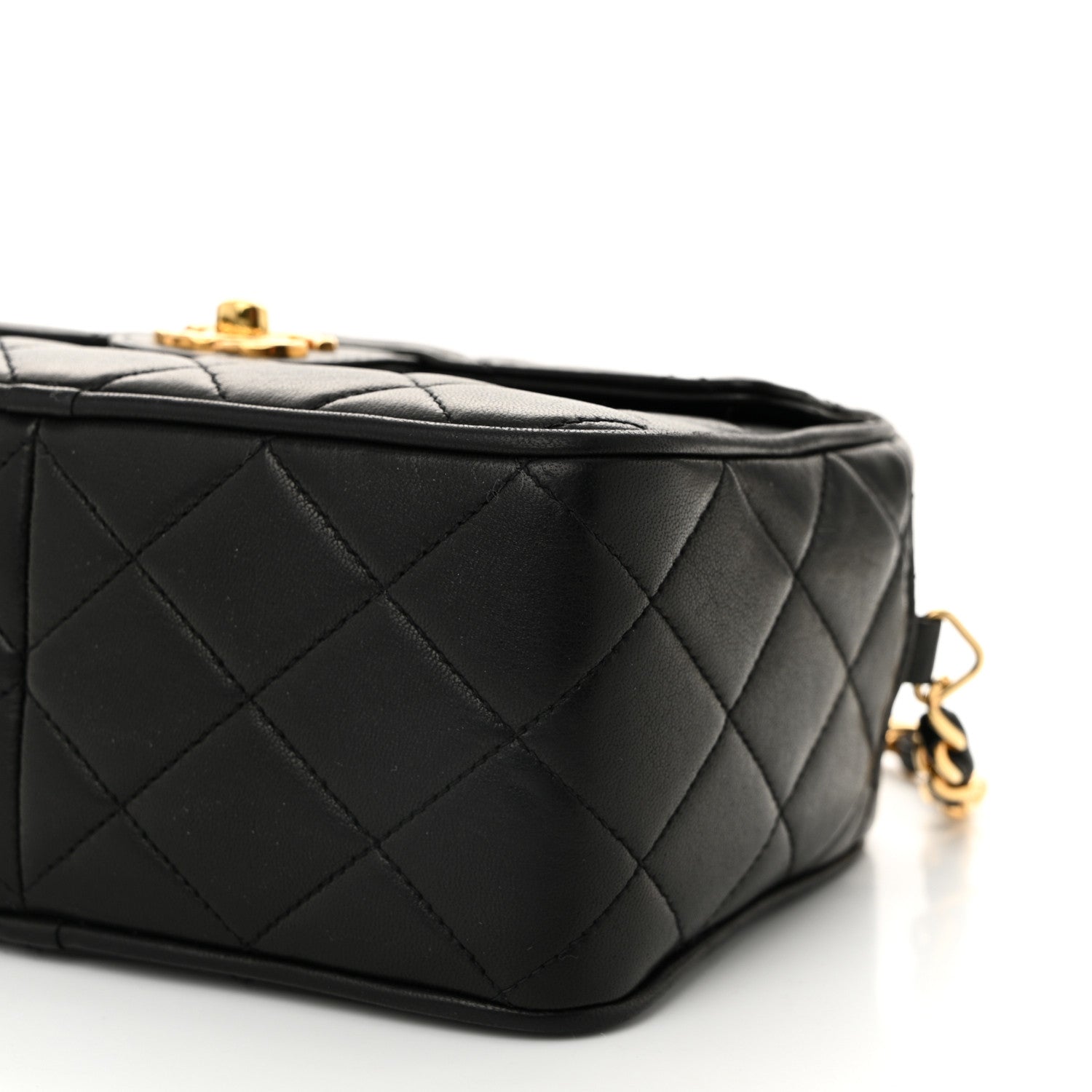 Chanel Lambskin Quilted Flap Camera Tassel Case Black 11 of 12