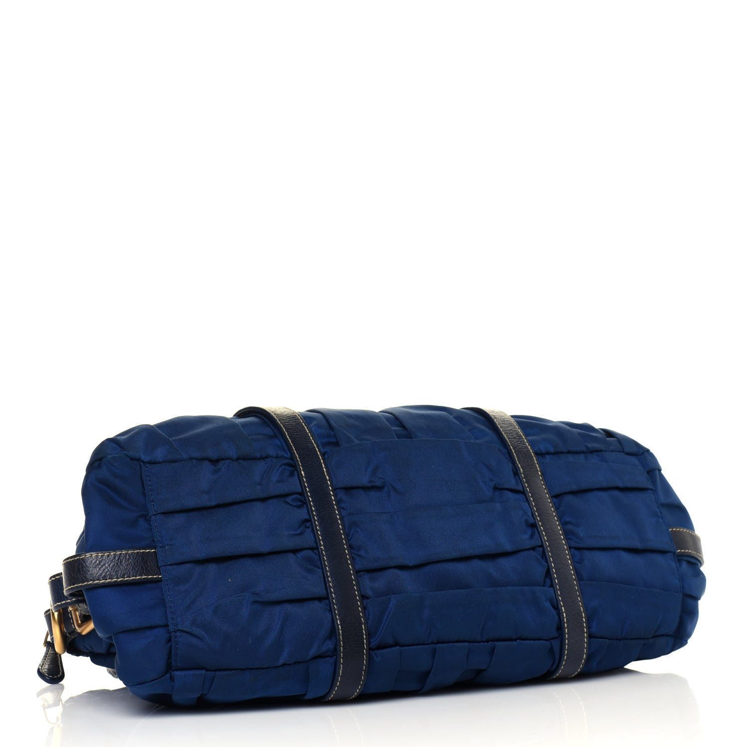Prada Tessuto Nylon Nappa Braided Gaufre Shoulder Bag Bleuette 4 of 12