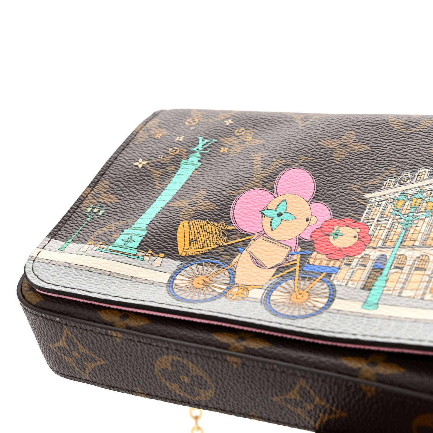 Monogram 2022 Christmas Animation Paris Pochette Felicie Chain Wallet Pink