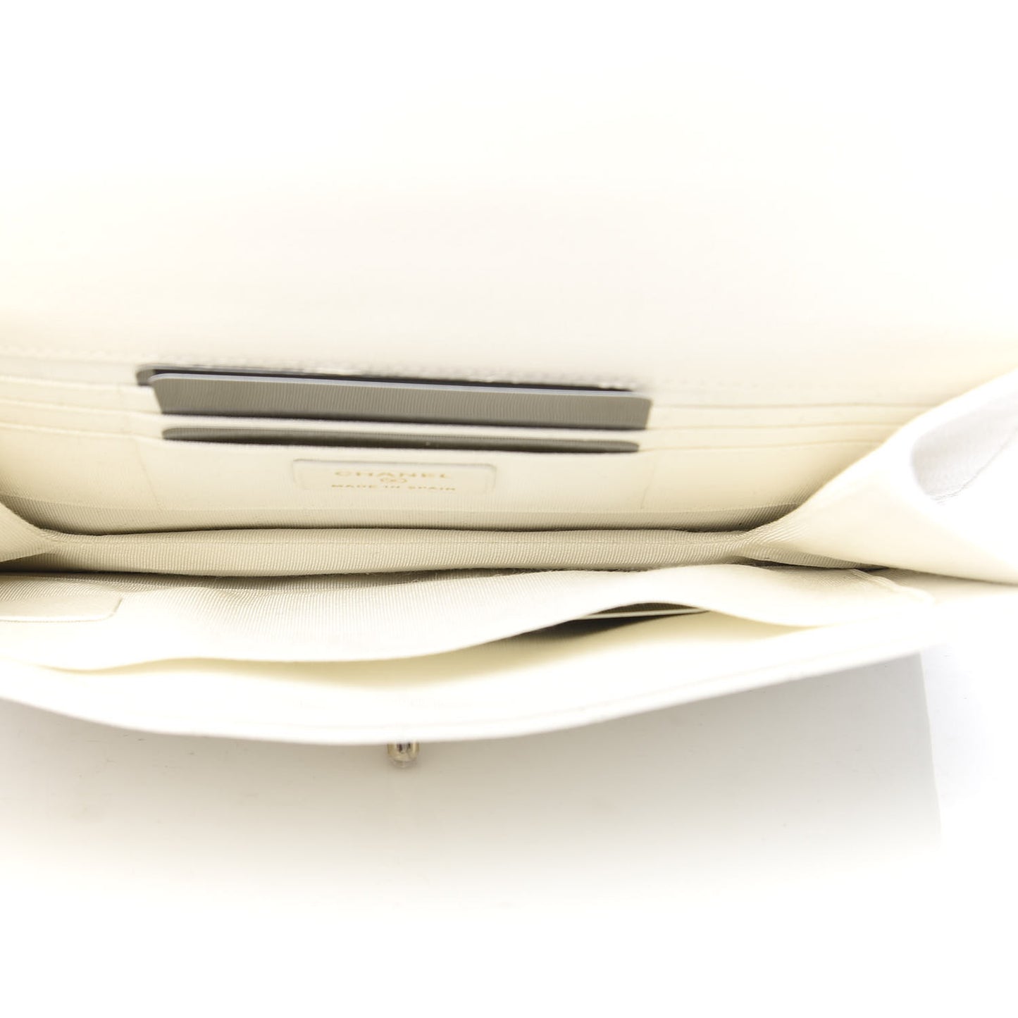 Caviar Quilted Square Flap Clutch White