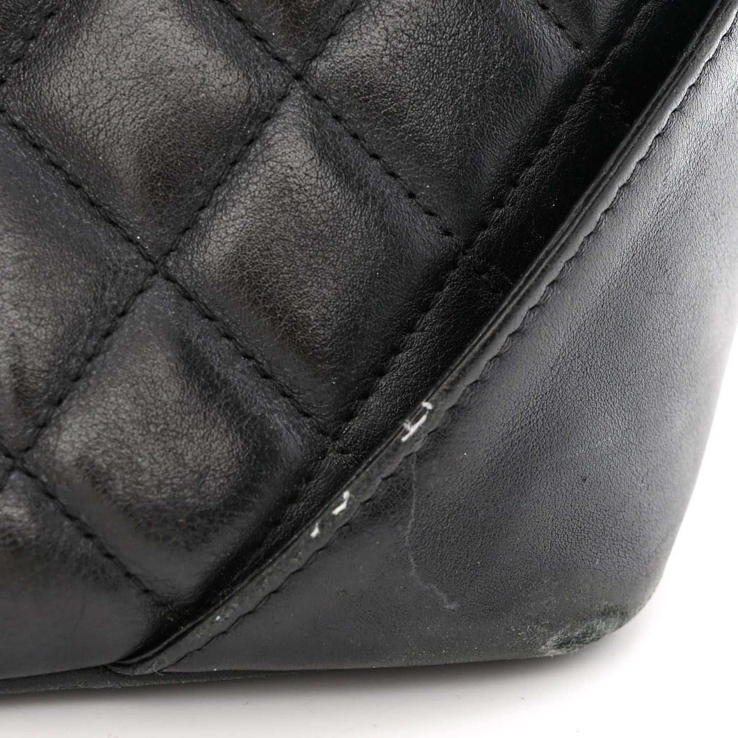 Calfskin Quilted Large Cambon Tote Black White