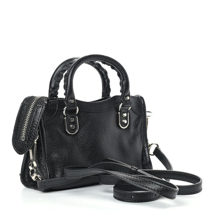 Balenciaga Chevre Silver Metallic Edge Hardware Nano City Black 3 of 9