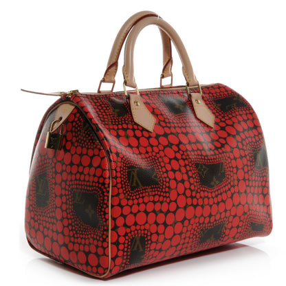 Louis Vuitton Monogram Kusama Town Speedy 30 Red 3 of 8