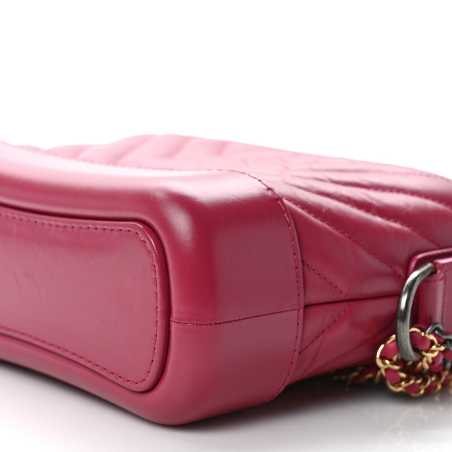 Chanel Aged Calfskin Chevron Quilted Small Gabrielle Hobo Dark Pink 10 of 11