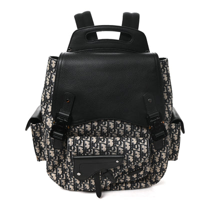 Christian Dior Oblique Grained Calfskin Maxi Gallop Backpack Blue Black 1 of 10