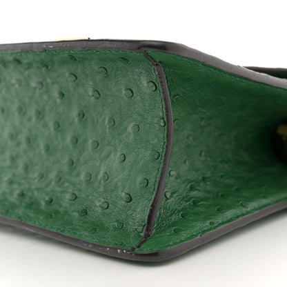 Gucci Ostrich Mini Sylvie Top Handle Bag Green 10 of 14