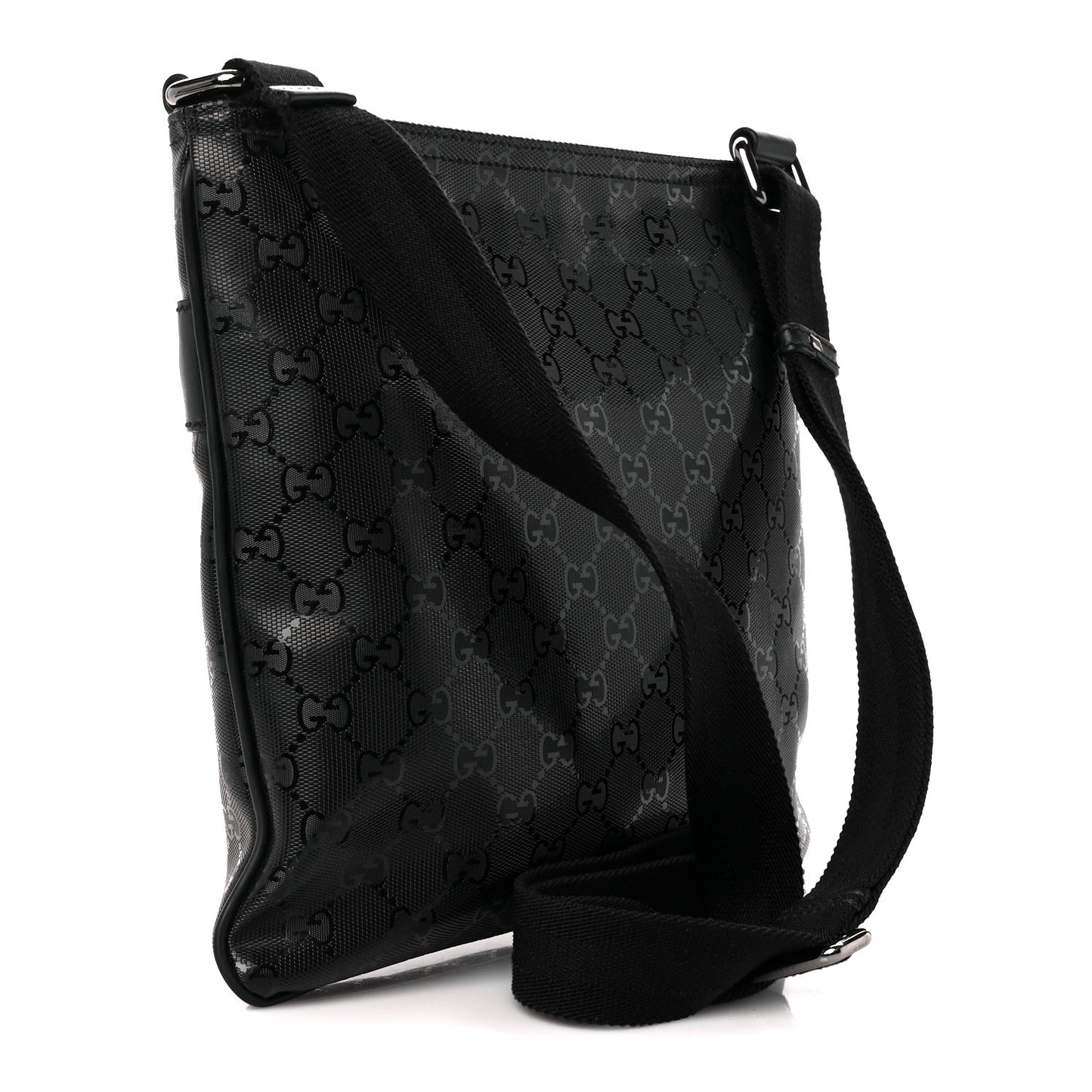 Nylon Monogram Medium Flat Messenger Bag Black
