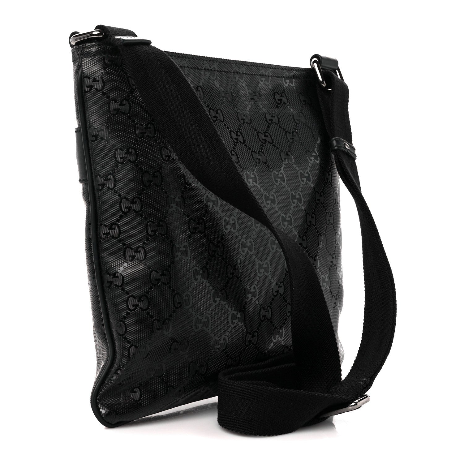Gucci Nylon Monogram Medium Flat Messenger Bag Black 3 of 13