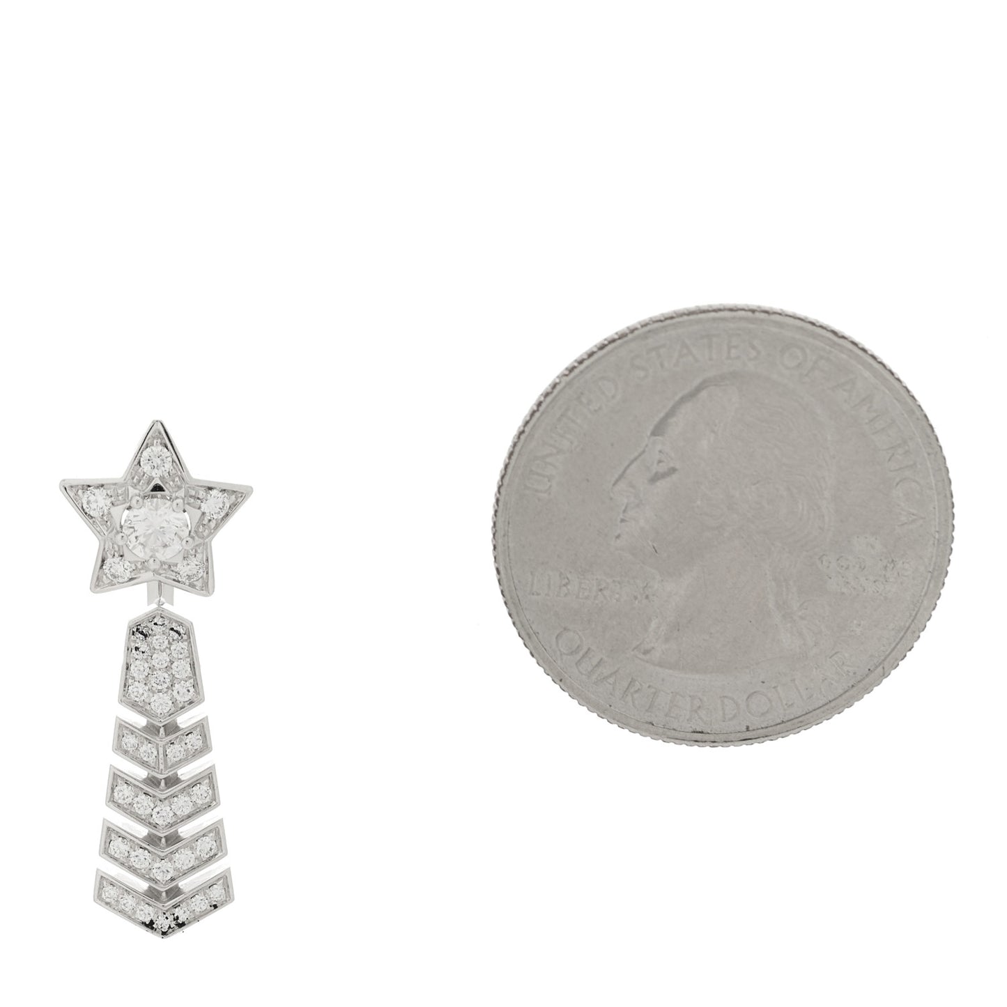 18K White Gold Diamond Comete Chevron Single Earring