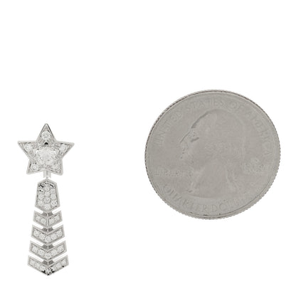 Chanel 18K White Gold Diamond Comete Chevron Single Earring 2 of 6