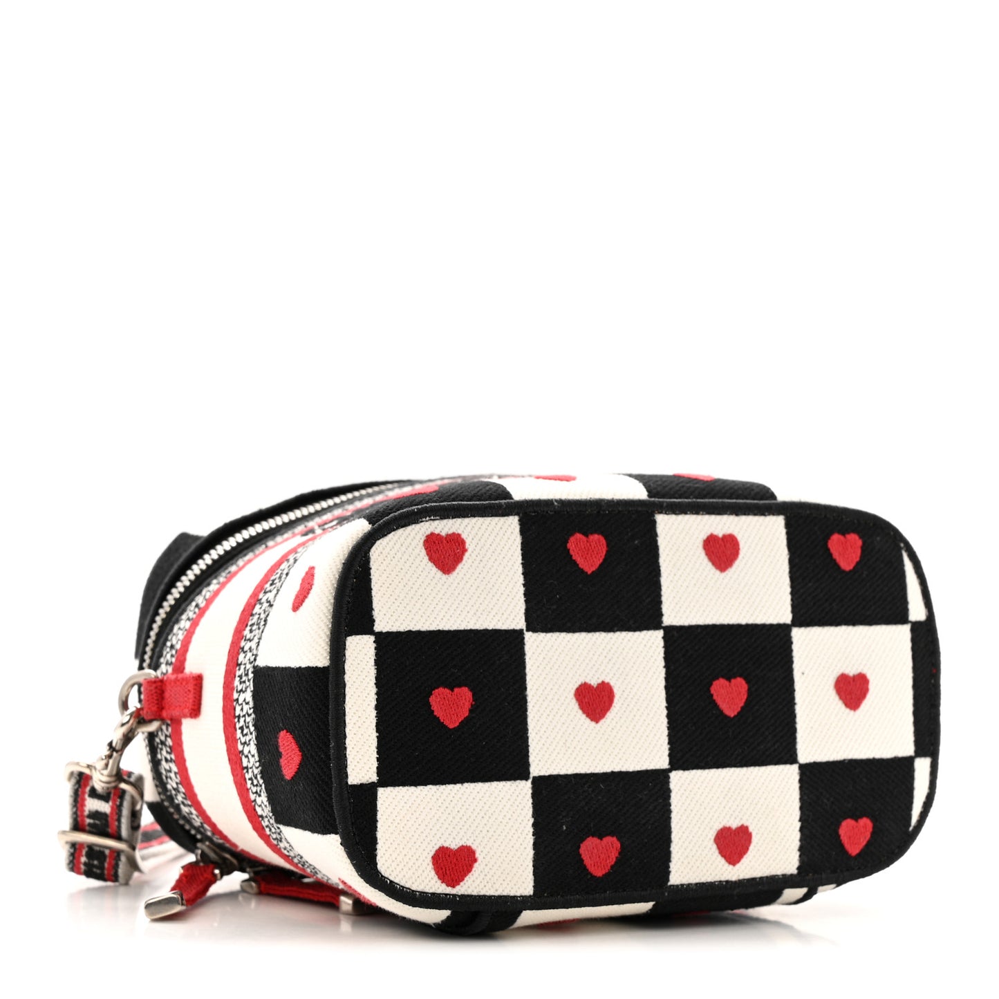 Canvas D-Chess Embroidered Dioramour Diortravel Vanity Case Red
