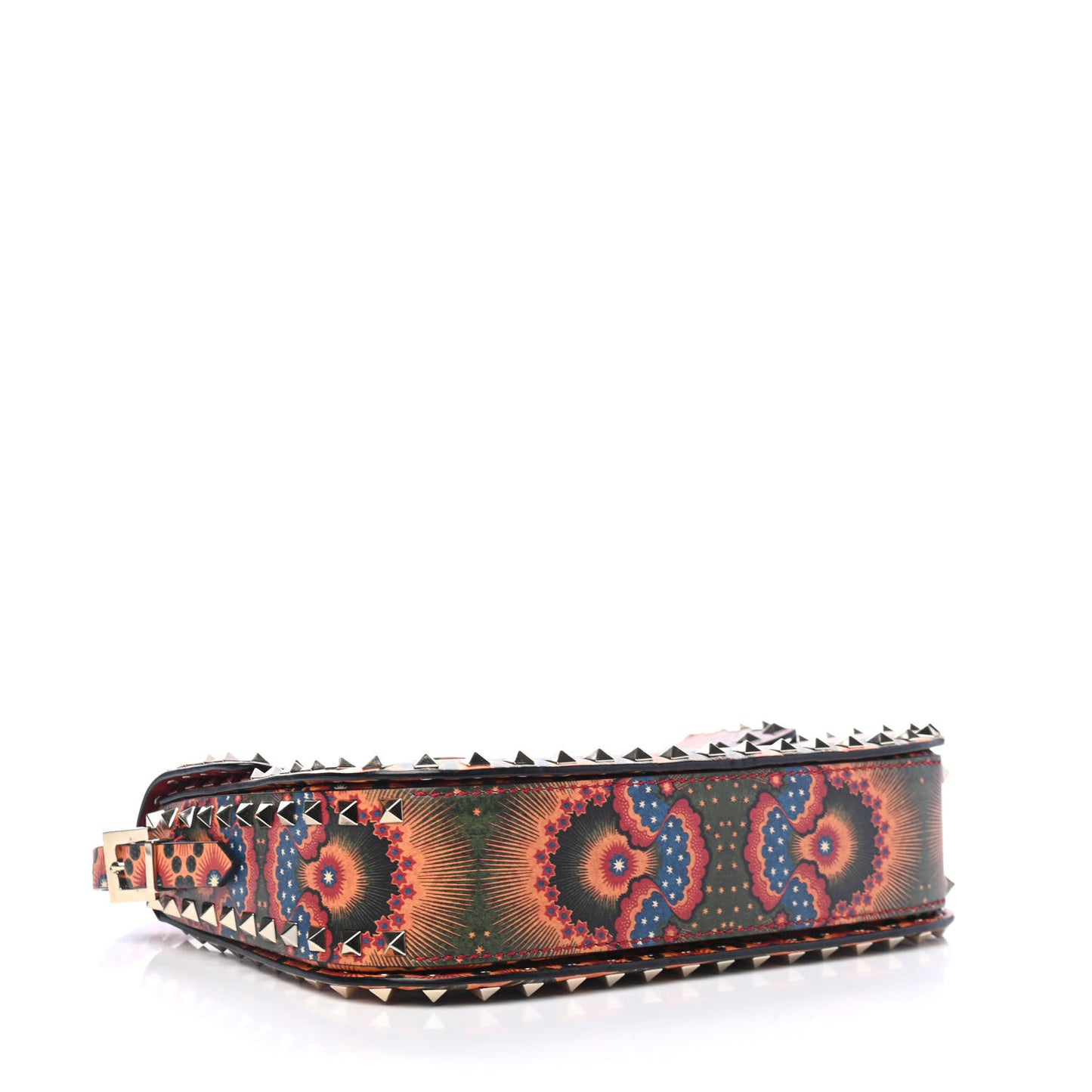 Vitello Enchanted Wonderland Medium Rockstud Flap Saddle Bag Rosso Valentino