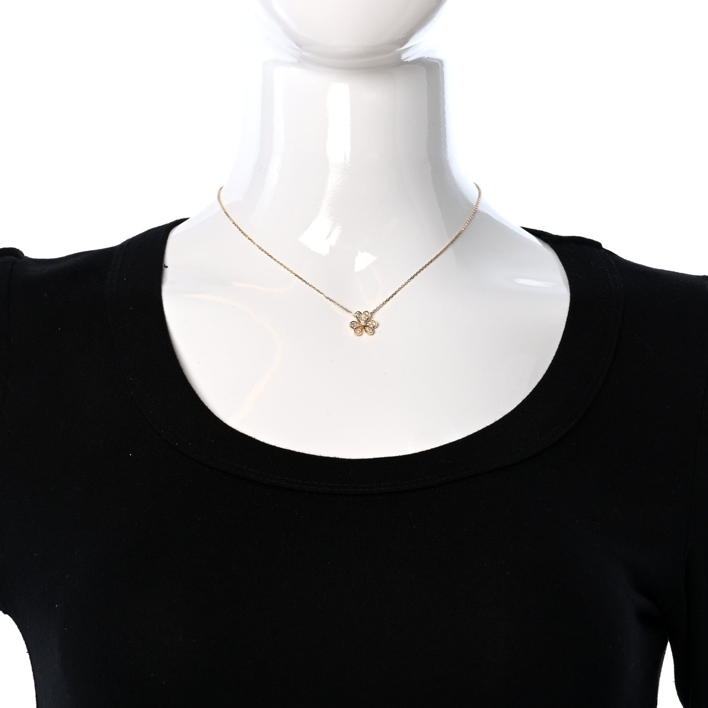 18K Yellow Gold Diamond Mini Frivole Pendant Pave Necklace