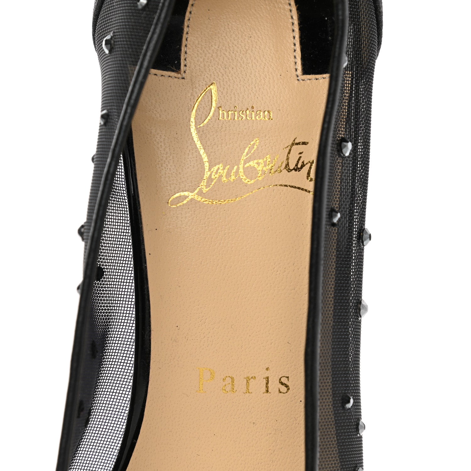 Christian Louboutin Rete Glitter Mini Specchio Strass Follies 70 Pumps 38 Black 8 of 11