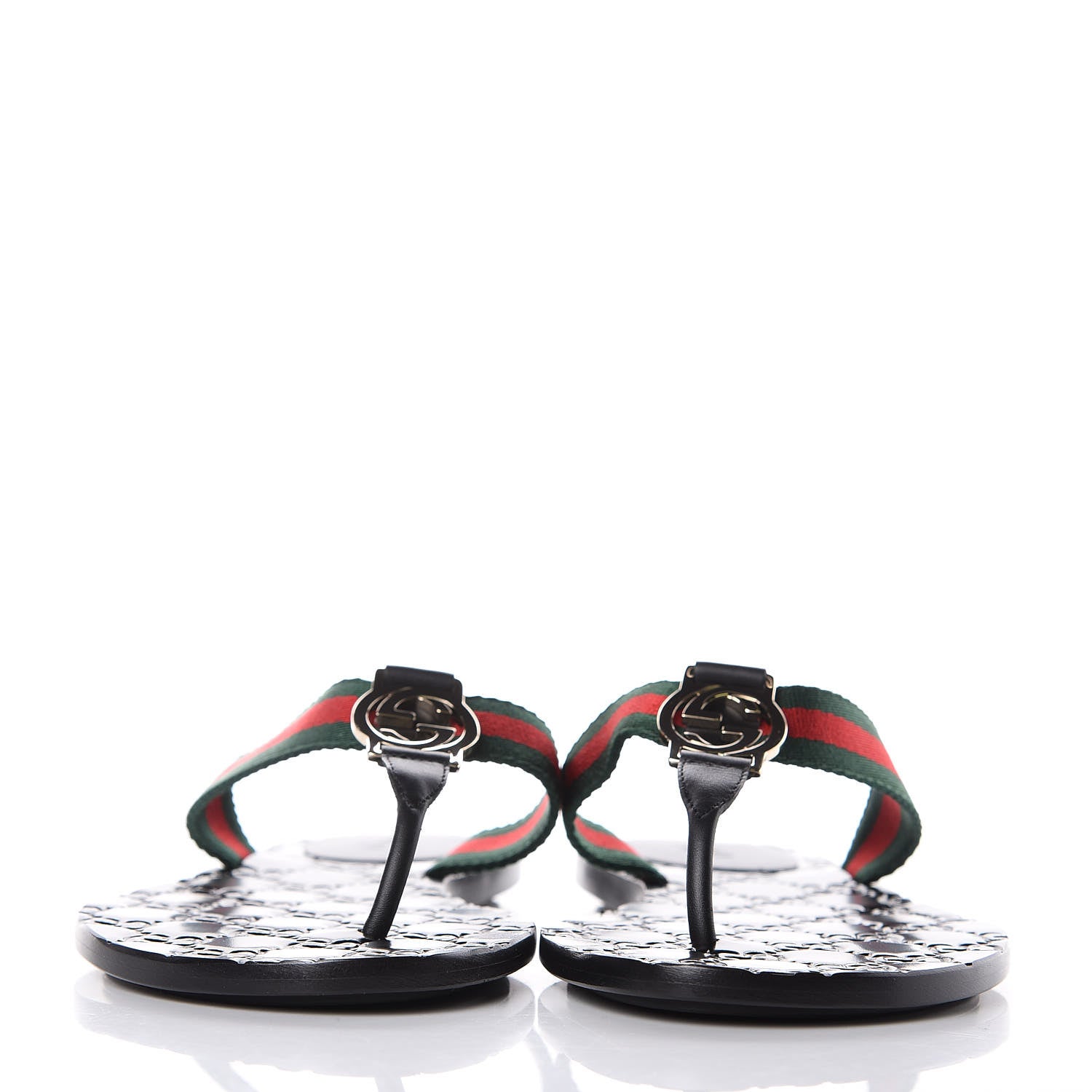 Gucci Nylon Guccissima Web Womens Thong Sandals 38 Green Red Black 3 of 14