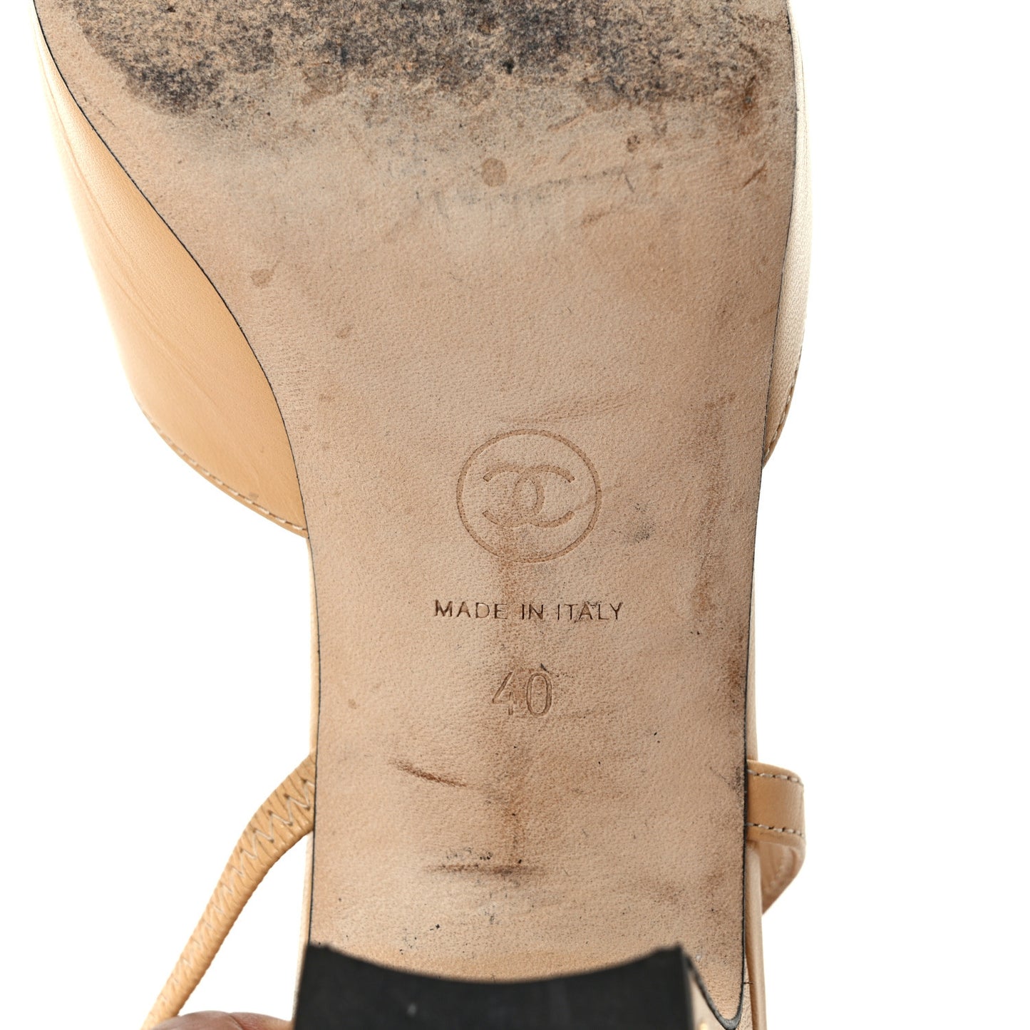 Goatskin Grosgrain Cap Toe CC Slingback Pumps 40 Beige Black