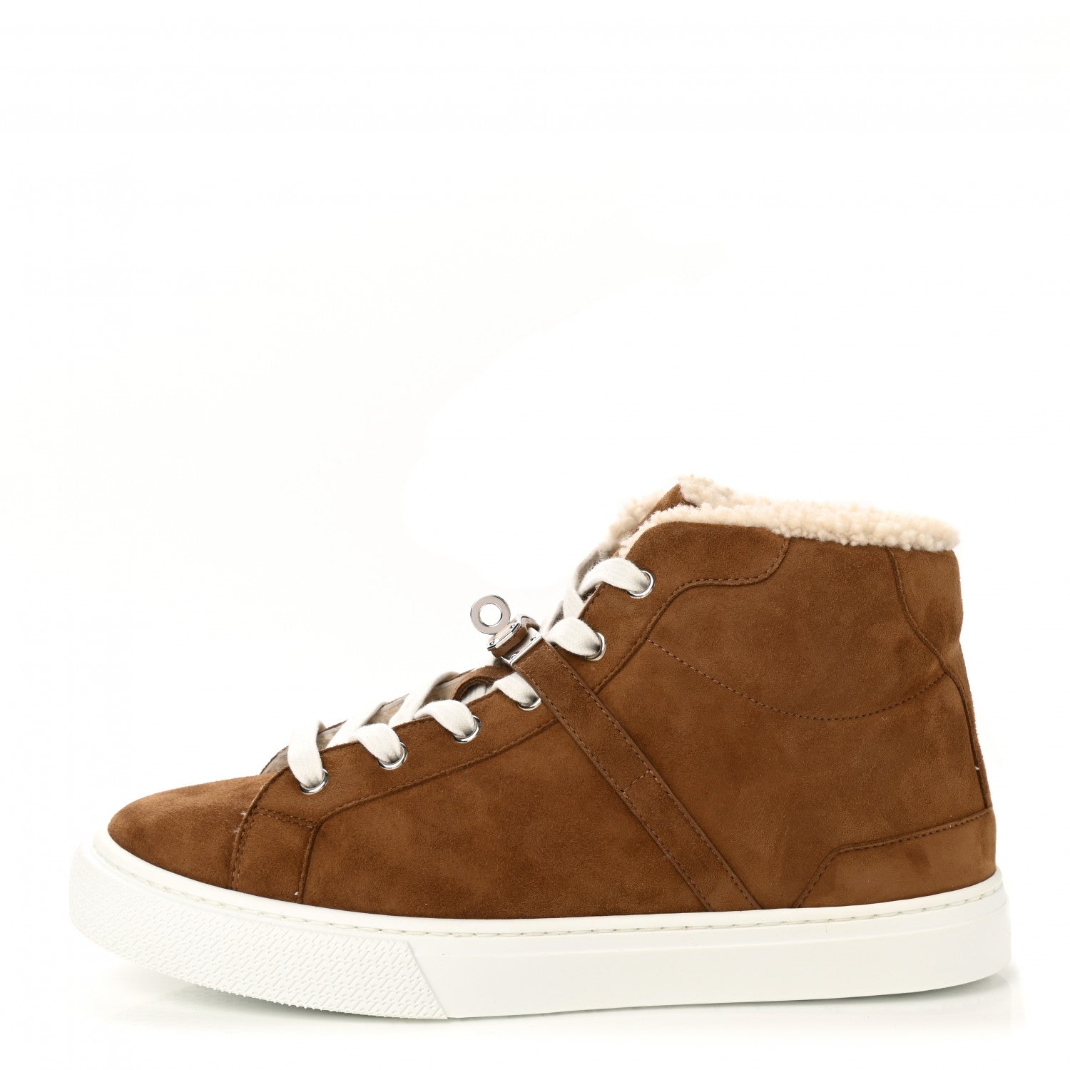 Hermes Suede Goatskin Woolskin Daydream Sneakers 38 Brun Fume Ecru 1 of 8