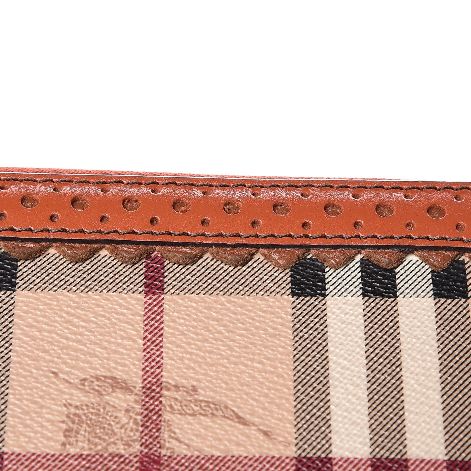 Burberry Haymarket Check Perforated Trim Large Ziggy Zip Around Wallet Orange 9 of 9
