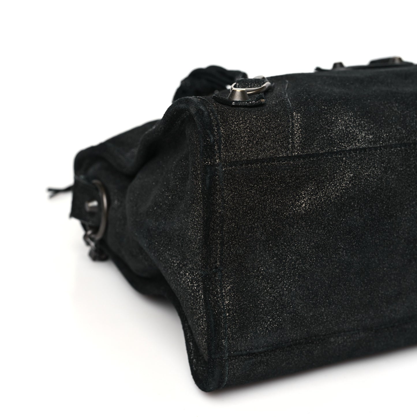 Metallic Craquele Calfskin Classic Hardware City Black