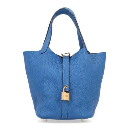Hermes Taurillon Clemence Picotin Lock 18 PM Bleu Frida 1 of 10
