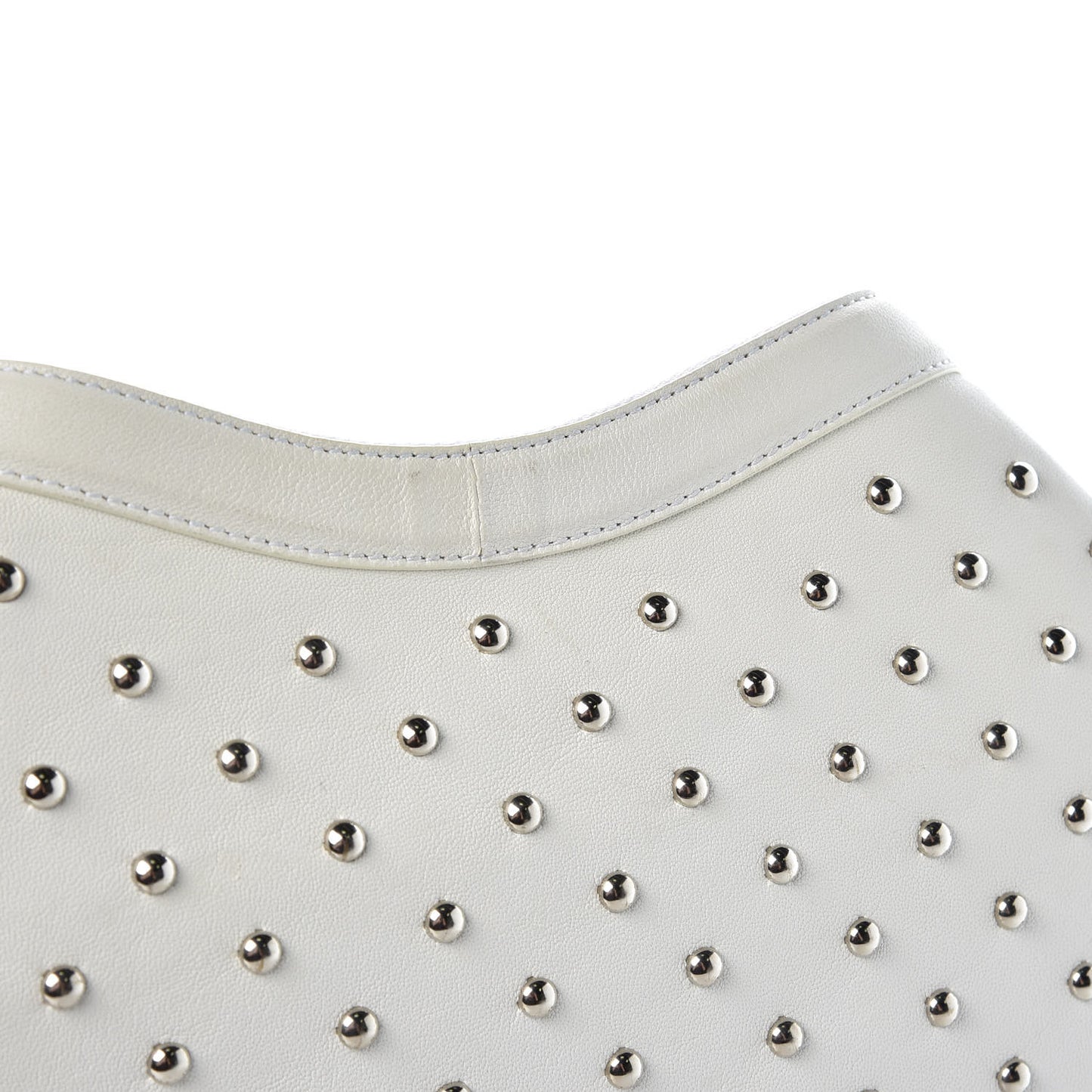 Calfskin Studded De Manta Clutch White