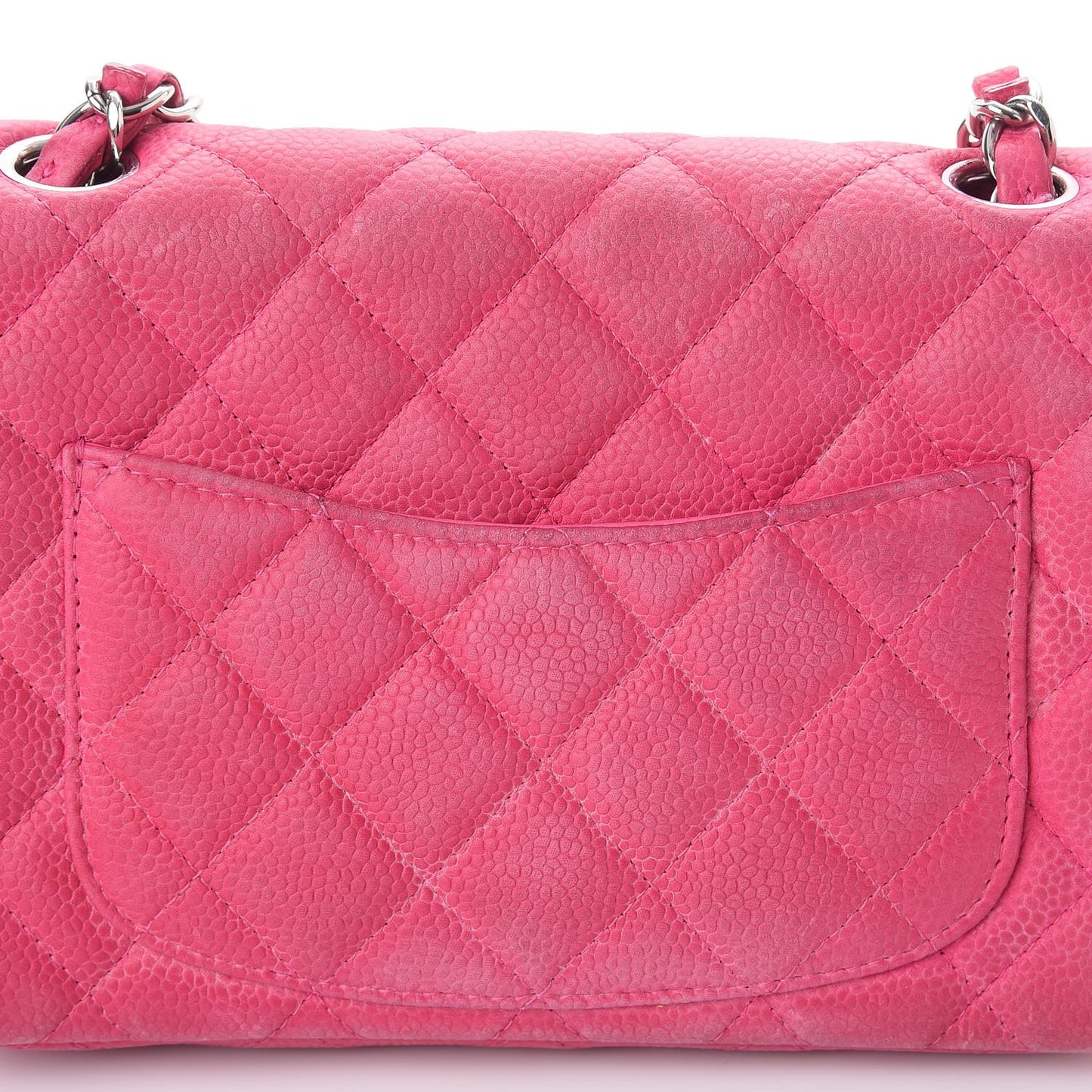 Iridescent Caviar Quilted Mini Rectangular Flap Pink