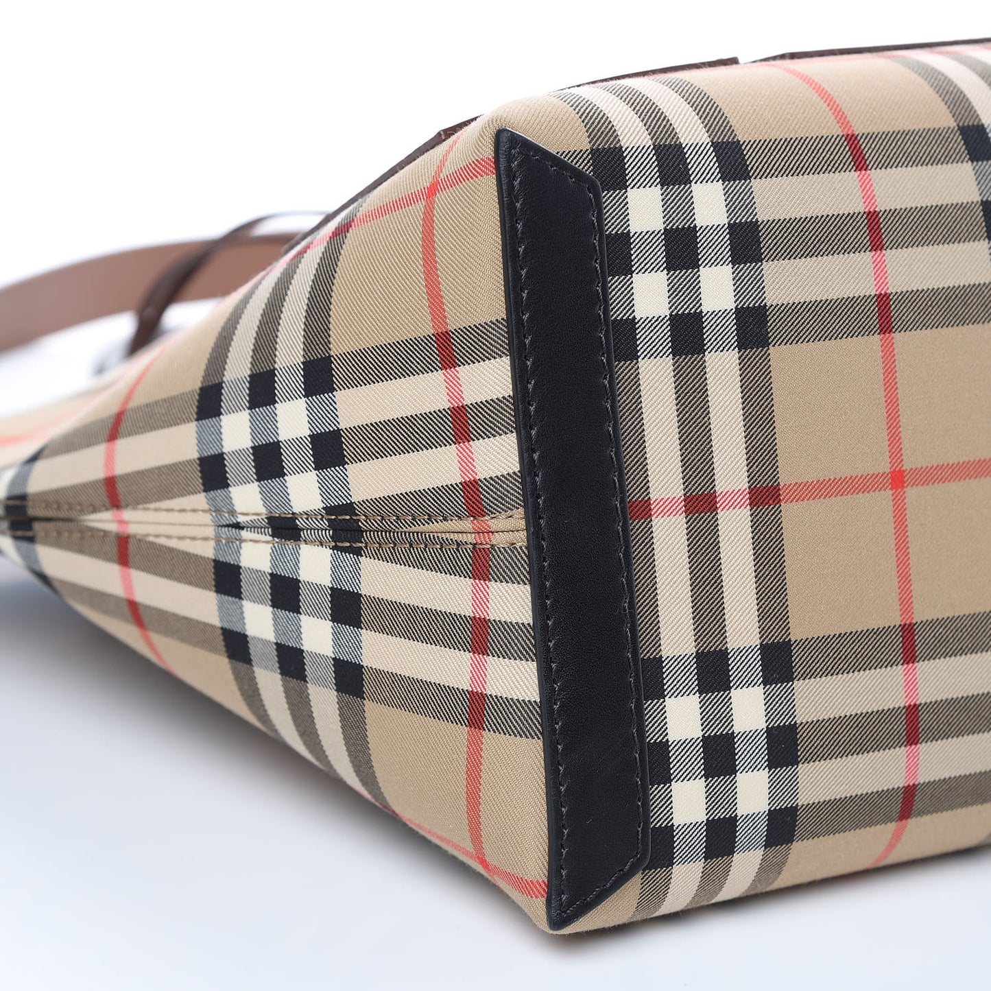 Calfskin House Check Medium Society Top Handle Bag Archive Beige Black