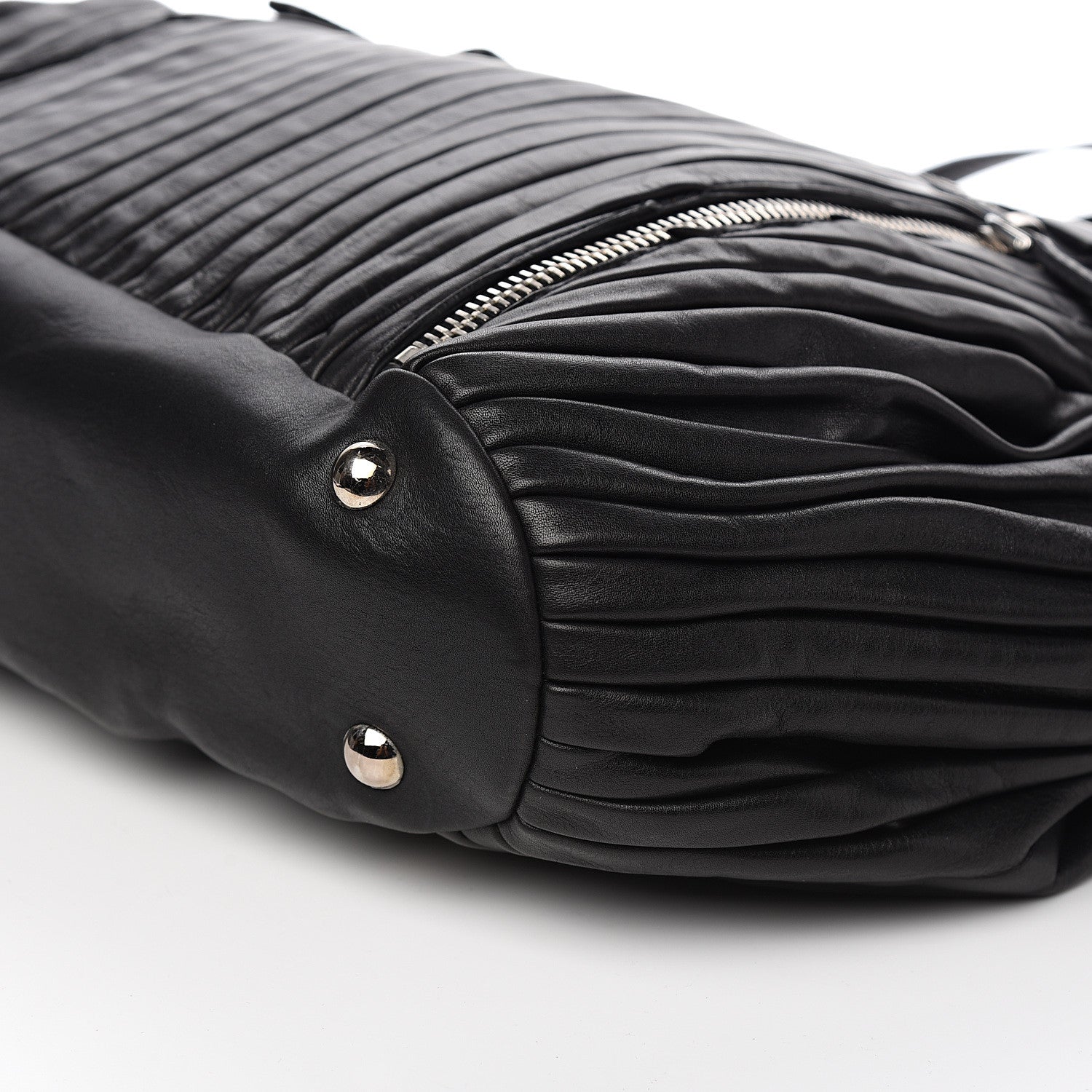 Miu Miu Nappa Plisse Zip Satchel Black 8 of 11