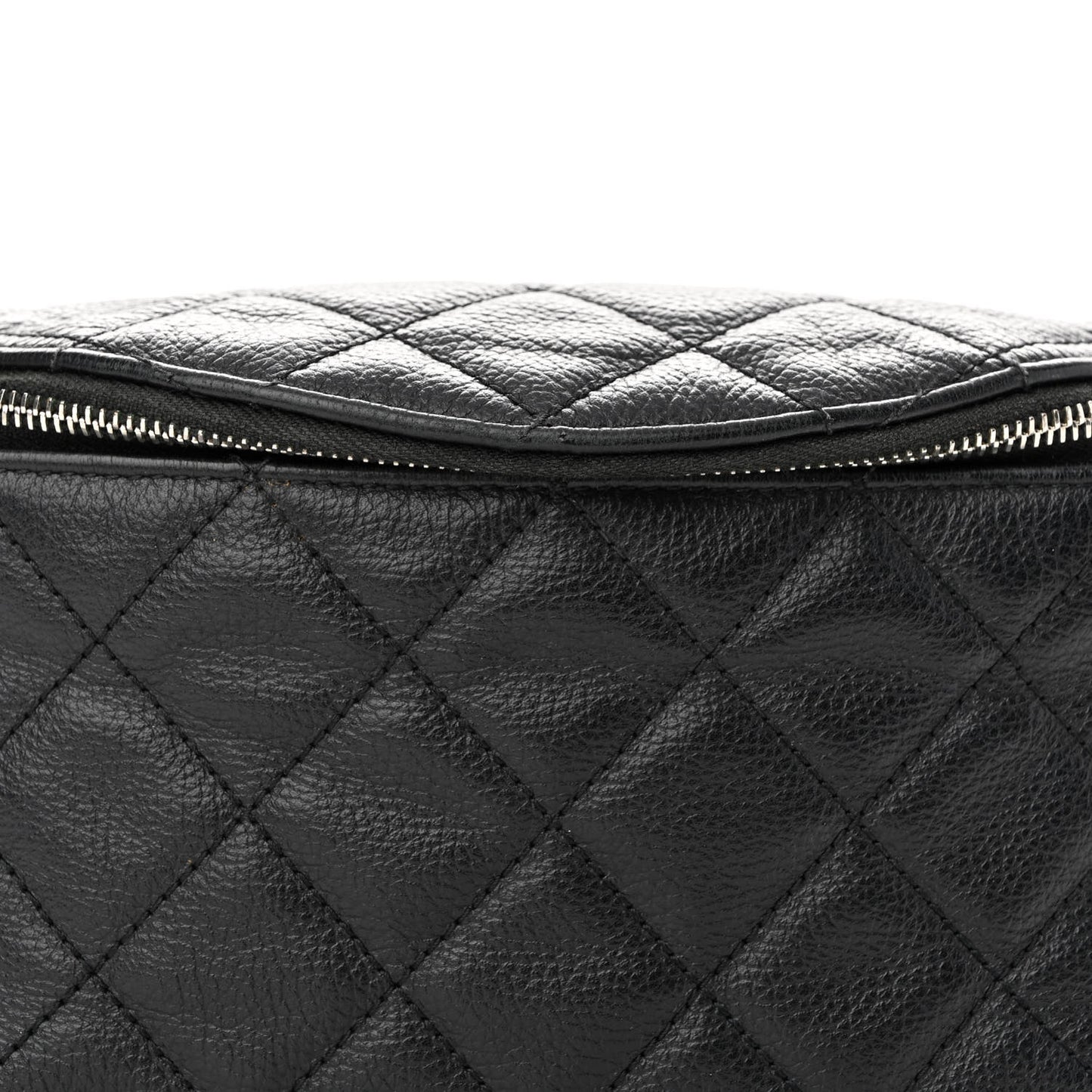Grained Calfskin Quilted Waist Belt Bag Black