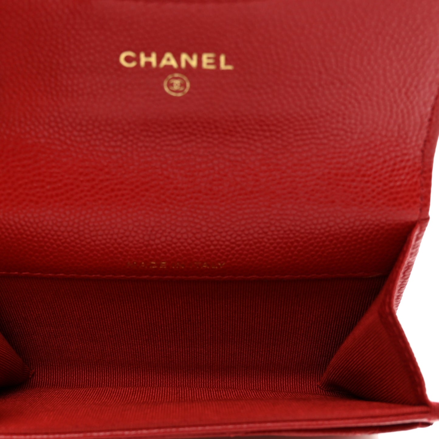 Caviar Quilted Flap Card Holder Wallet Red
