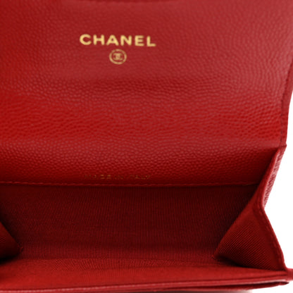 Chanel Caviar Quilted Flap Card Holder Wallet Red 5 of 8