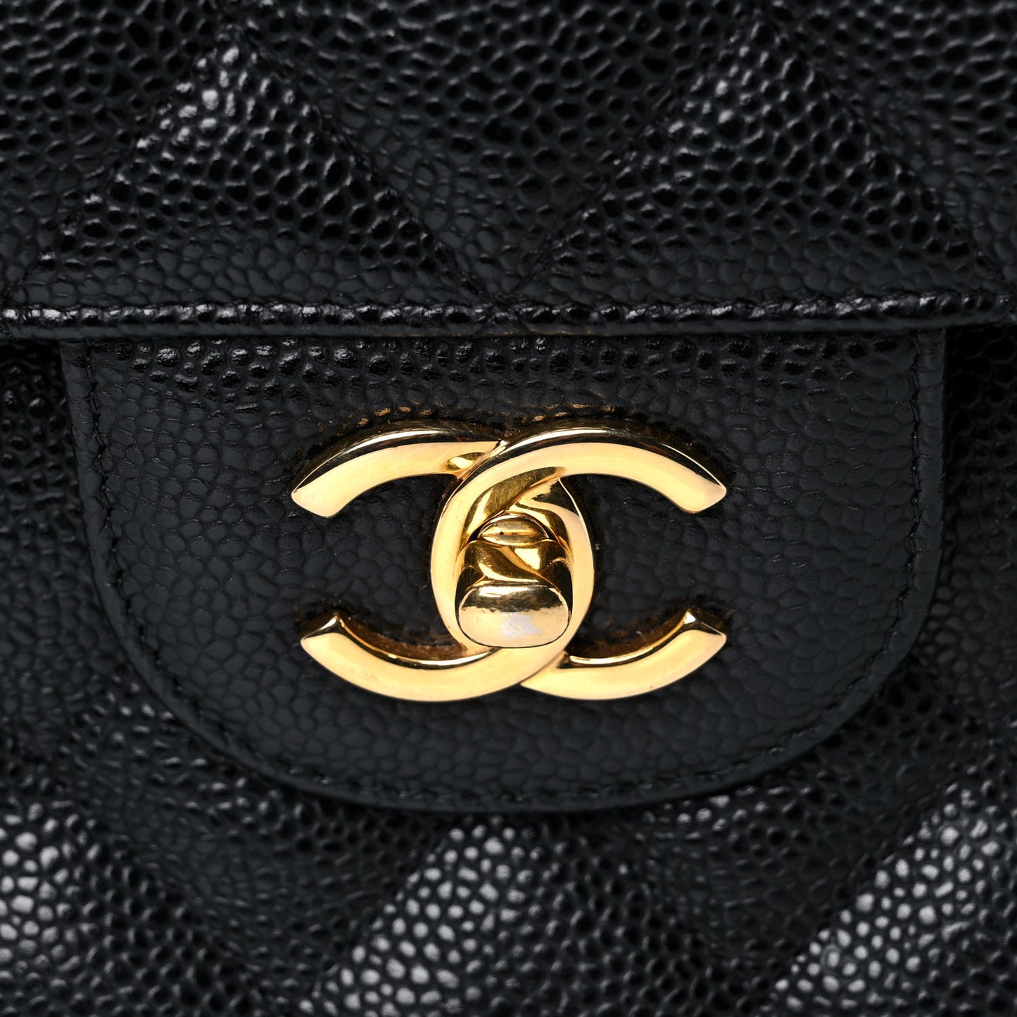 Caviar Quilted Jumbo Double Flap Black