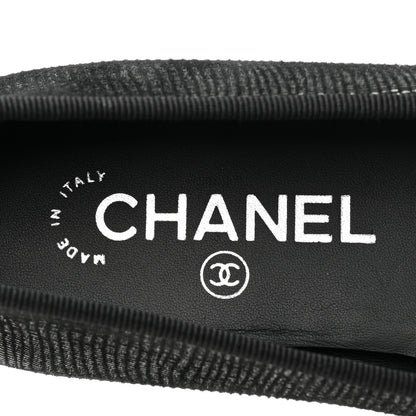 Chanel Suede Patent Cap Toe CC Ballerina Flats 38 Black 7 of 9